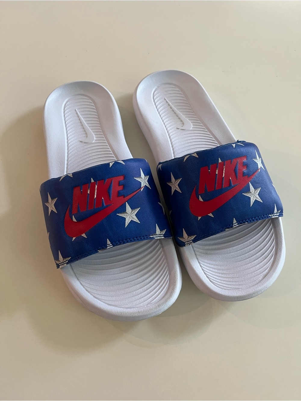 Nike Red White and Blue slides
